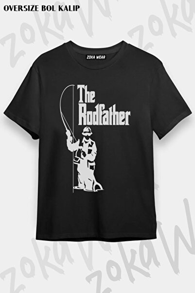 ZOKAWEAR Unisex Oversize kroj Mold The Rodfather Fishing Design Štampano majica