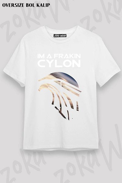 ZOKAWEAR Unisex Oversize Mold Battlestar Galactica I'm A Frakin Design εμπριμέ μπλουζάκι
