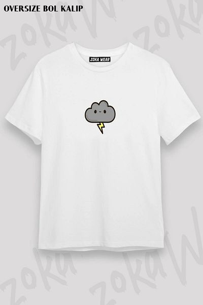ZOKAWEAR Μπλουζάκι με στάμπα Unisex Oversize Cute Lightning Cloud Design
