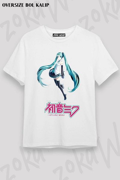 ZOKAWEAR Tricou unisex oversize cu imprimeu Hatsune Miku T Design