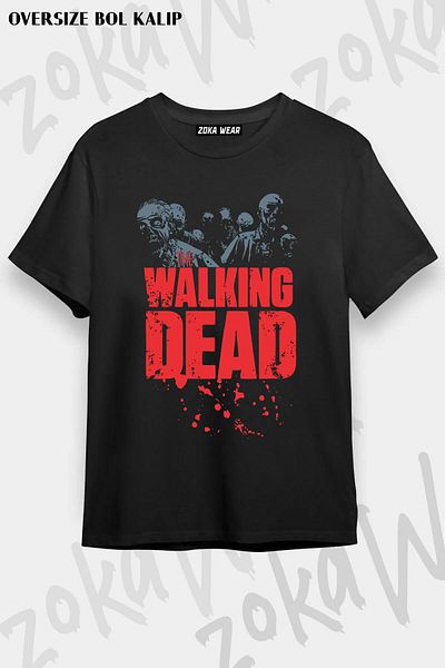 ZOKAWEAR Tricou unisex oversize cu imprimeu Zombies The Walking Dead