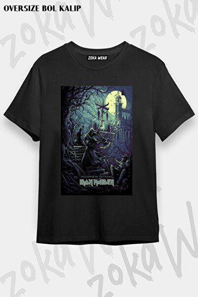 ZOKAWEAR Tricou unisex oversize cu imprimeu Iron Maiden Hallowed Design