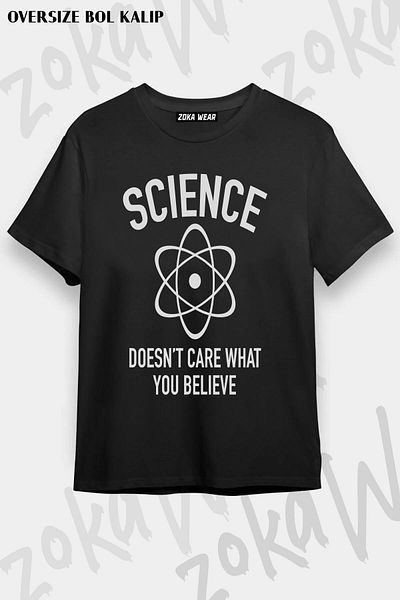 ZOKAWEAR Tricou imprimat unisex oversize Science Doesn't Care Design
