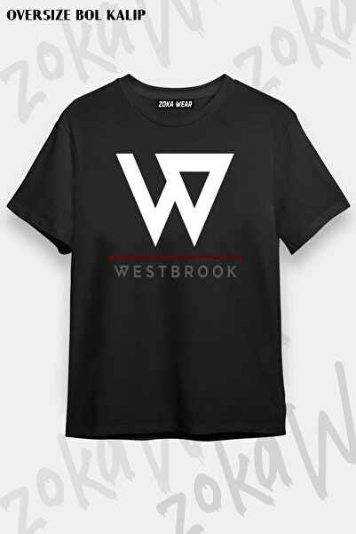 ZOKAWEAR تي شيرت مطبوع عليه شعار راسل ويستبروك كبير الحجم للجنسين