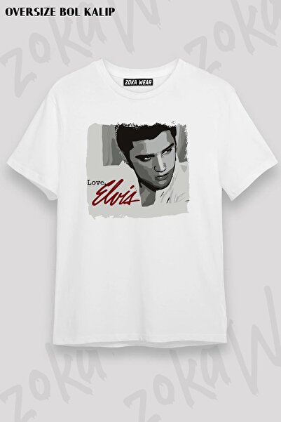 ZOKAWEAR Tricou unisex oversize cu imprimeu Elvis Presley v3