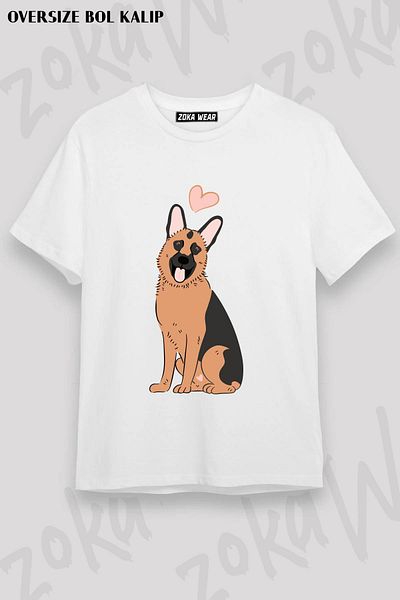 ZOKAWEAR Μπλουζάκι με στάμπα Unisex Oversize Love German Shepherd Design