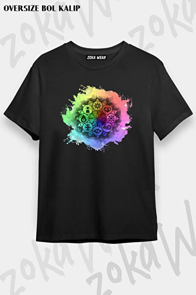 ZOKAWEAR Tricou unisex oversize cu imprimeu Digimon Mandala Paint Design