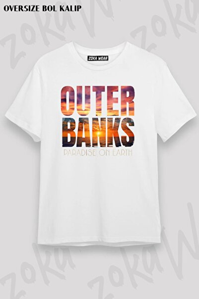 ZOKAWEAR Унисекс тениска с овърсайз принт „Outer Banks Paradise“