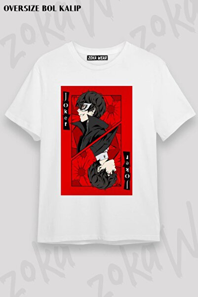 ZOKAWEAR Tricou imprimat unisex oversize Mold Persona 5 Joker Card Design