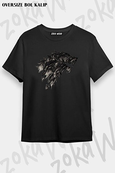 ZOKAWEAR Unisex Oversize Kalıp Game Of Thrones Kurt Tasarım Baskılı Tshirt
