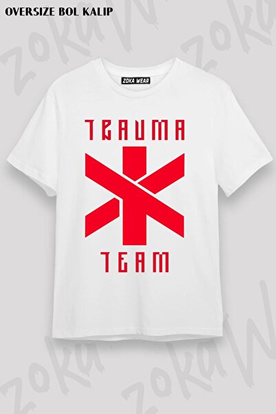 ZOKAWEAR Tricou oversize unisex cu imprimeu Cyberpunk Trauma Team