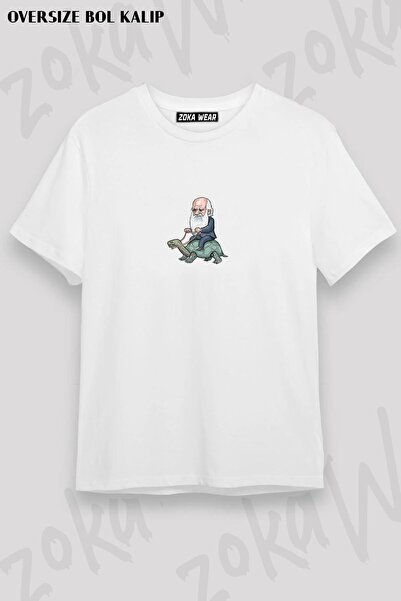 ZOKAWEAR Unisex Oversize Mold Charles Darwin Design Printed Tshirt