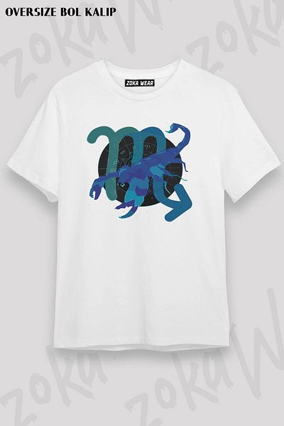 ZOKAWEAR Μπλουζάκι με στάμπα Unisex Oversize Scorpio Zodiac Design