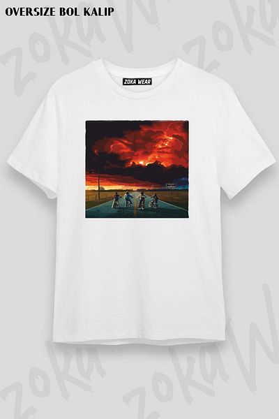 ZOKAWEAR Tricou unisex oversize cu imprimeu Stranger Things23