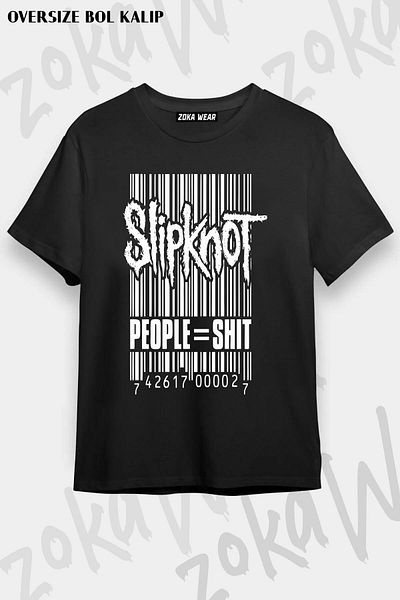 ZOKAWEAR Unisex Oversize Slipknot People=shit Μπλουζάκι με στάμπα με σχέδιο Rock