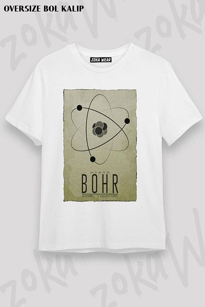 ZOKAWEAR Μπλουζάκι με στάμπα Unisex Oversize Niehls Bohr Atom Design