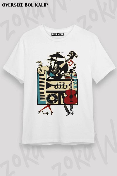 ZOKAWEAR Μπλουζάκι Unisex Oversize Jazz Rythm Printed - ΠΛΗΡΗΣ ΕΚΔΟΣΗ