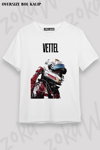 ZOKAWEAR Μπλουζάκι με στάμπα Unisex Oversize Sebastian Vettel Formula Design