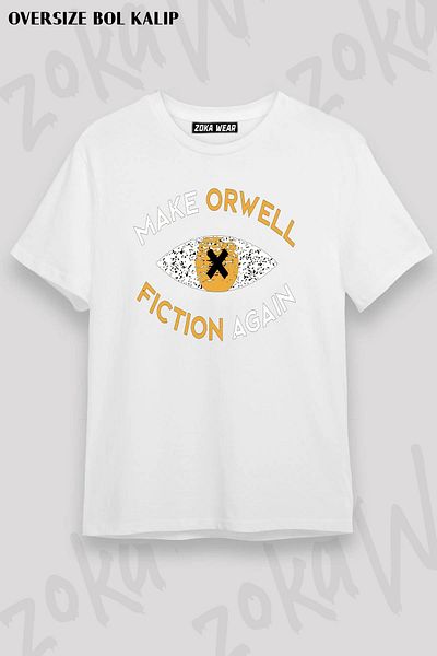 ZOKAWEAR Unisex Oversize Καλούπι Κάντε το Orwell Fiction Again Design Printed Tshirt