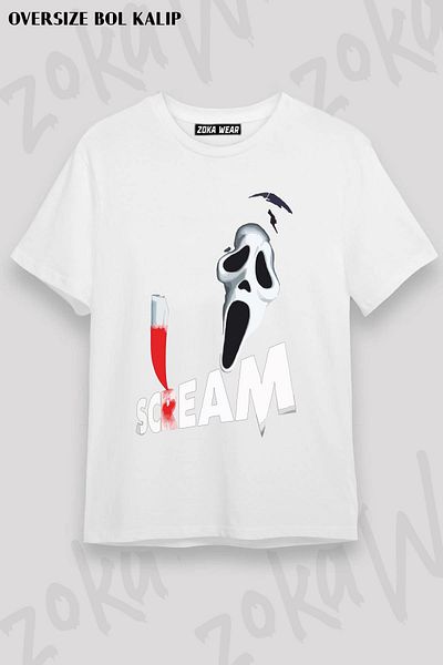 ZOKAWEAR Μπλουζάκι με στάμπα Unisex Oversize Scream2 Design