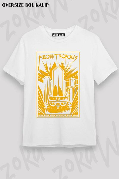 ZOKAWEAR Μπλουζάκι με στάμπα Unisex Oversize Meowtropolis Design