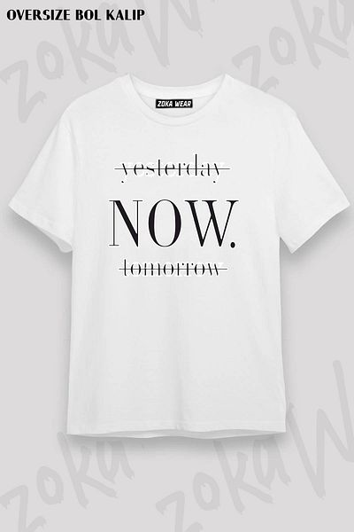 ZOKAWEAR Μπλουζάκι με στάμπα Unisex Oversize Yesterday Now Tomorrow Design