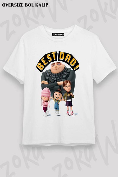 ZOKAWEAR Unisex Oversize Minions Design - Μπλουζάκι με στάμπα για Gru και κορίτσια