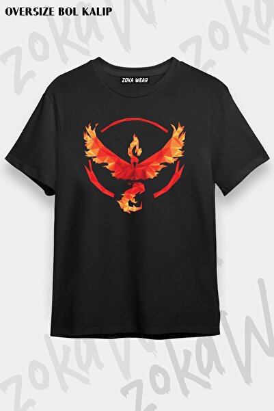 ZOKAWEAR تيشيرت مطبوع بتصميم فينيكس كبير الحجم للجنسين