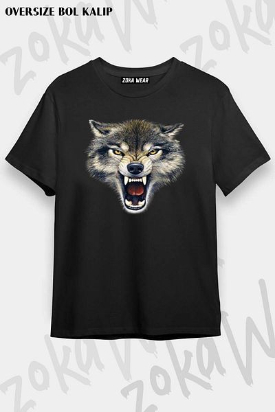 ZOKAWEAR Μπλουζάκι με στάμπα Unisex Oversize Rage Wolf Wolf Design