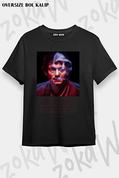 ZOKAWEAR تيشيرت مطبوع بتصميم هانيبال مقاس كبير للجنسين