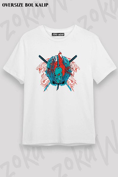 ZOKAWEAR Μπλουζάκι με στάμπα Unisex Oversize με σχέδιο Samurai