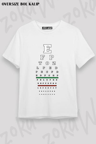ZOKAWEAR Унисекс тениска с овърсайз шарка и щампа с дизайн на оптика