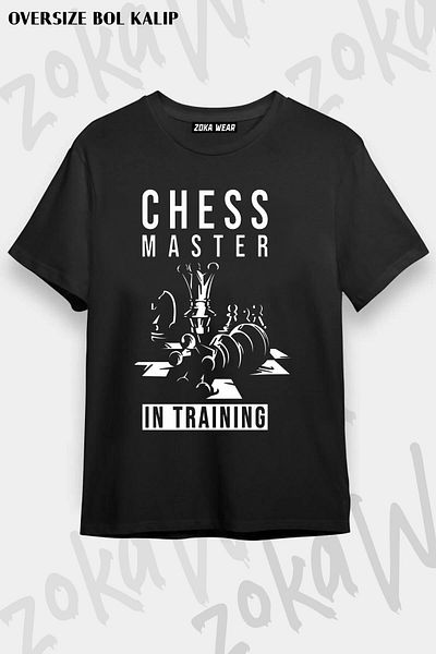 ZOKAWEAR Tricou imprimat unisex oversize Chess Master în antrenament Chess Design