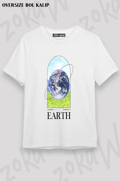 ZOKAWEAR Μπλουζάκι με στάμπα Unisex Oversize World Earth Design