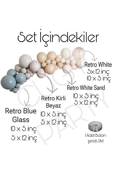 CUGY Retro Sea Sand White Glass Blue Balloon Chain Set
