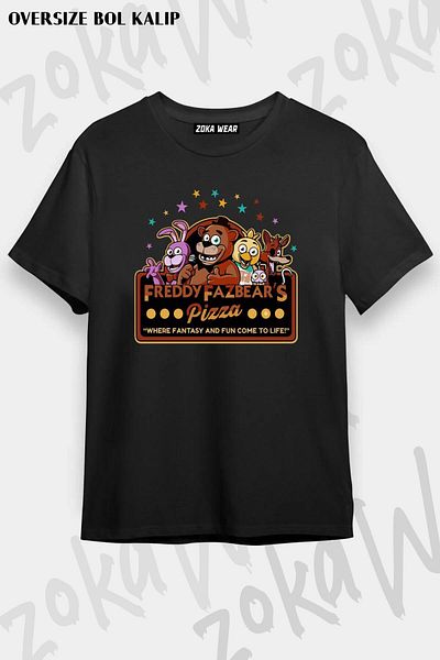ZOKAWEAR Tricou unisex oversize Five Nights at Freddy's fnaf Design imprimat