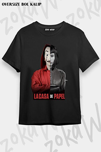 ZOKAWEAR Unisex Oversize kroj Mold La Casa De Papel Half Tokyo Design Štampan...