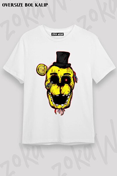 ZOKAWEAR Tricou unisex oversize Bloody Golden Freddy FNAF cu imprimeu