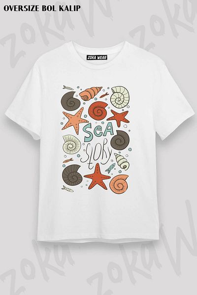 ZOKAWEAR Μπλουζάκι με στάμπα Unisex Oversize Sea story Design