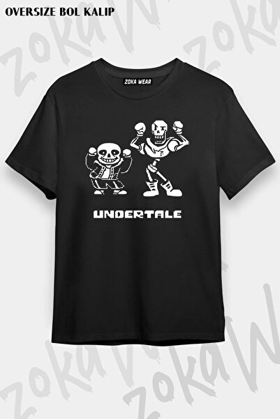 ZOKAWEAR Unisex Oversize Kalıp Sans Papyrus Undertale Tasarım Baskılı Tshirt