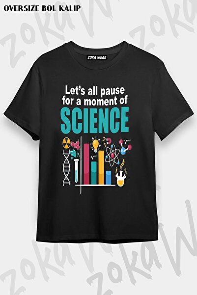 ZOKAWEAR تي شيرت مطبوع بتصميم كبير الحجم للجنسين للعلوم والفيزياء والكيمياء و...