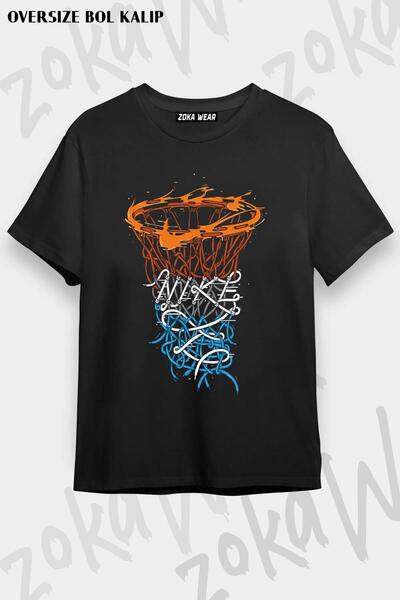 ZOKAWEAR Tricou unisex oversize cu coș de baschet v2 cu imprimeu