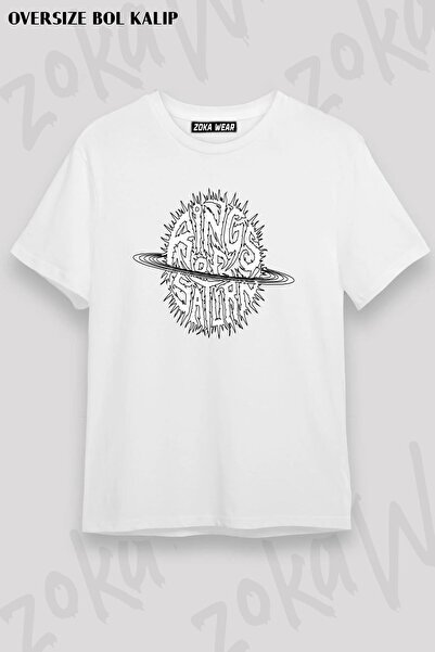 ZOKAWEAR Unisex Oversize Molded Rings of Saturn Design Printed Tshirt