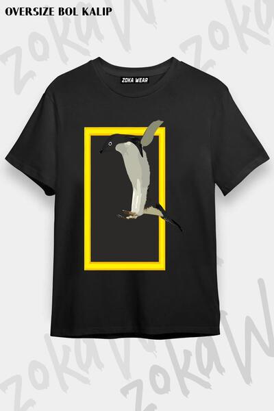 ZOKAWEAR تي شيرت مطبوع بتصميم بطريق Nat Geo in the Air مقاس كبير للجنسين