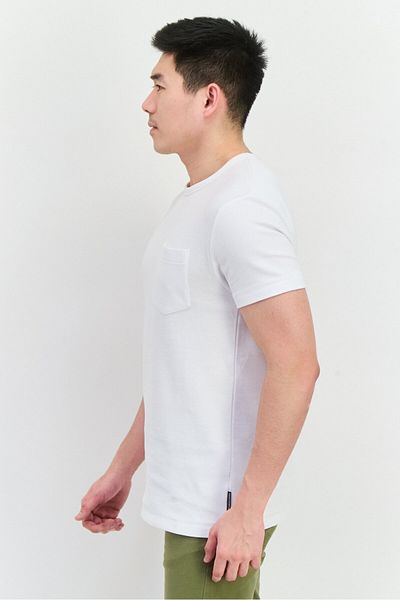 French Connection Men Crew Neck Short Sleeves Textured T-shirt, White