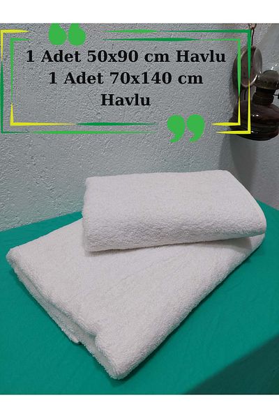 Mef Collection Bathroom Towel Set Medium Size White 2 Pieces