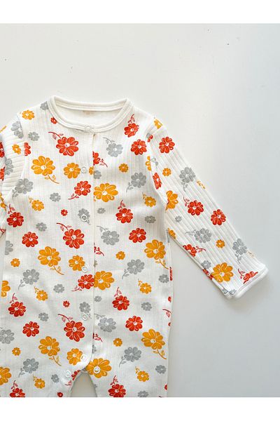 COOLMINIES 3-12 Months Baby Patterned Romper - 100% Cotton, Flexible Report and Snap Cloth