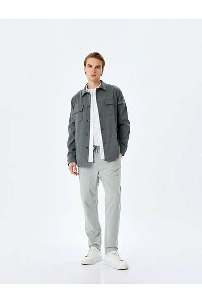 Koton Ανδρικό φούτερ Slim Fit Pocket Λεπτομερές Anthracite 5sam40031hw