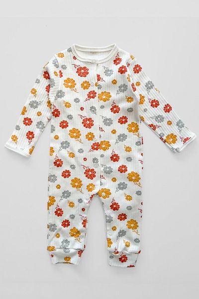 COOLMINIES 3-12 Months Baby Patterned Romper - 100% Cotton, Flexible Report and Snap Cloth