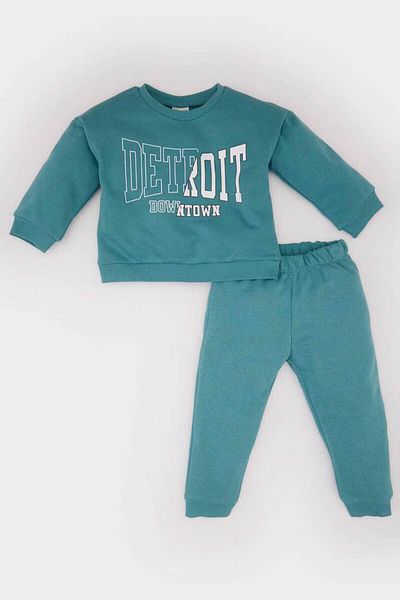 DeFacto Crew Neck Printed Petrol Suit for Baby Boy - D7909A5/Be805